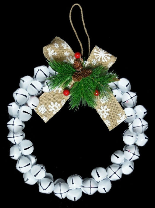 30cm Original Jingle Bell Wreath - White Wreath