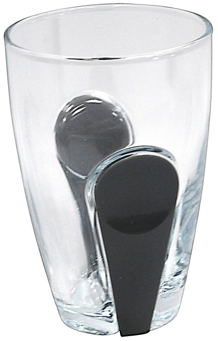 Set of 6 260ml Glass Tumblers, Clear Water Drinking Glasses with Grey Snap-On
