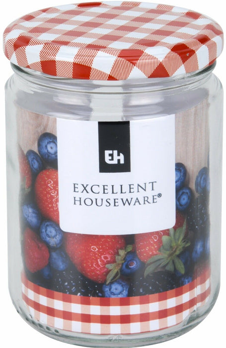Set of 6 Glass Preserve Jar 900ml Preserve Jars With Red Tartan Lids