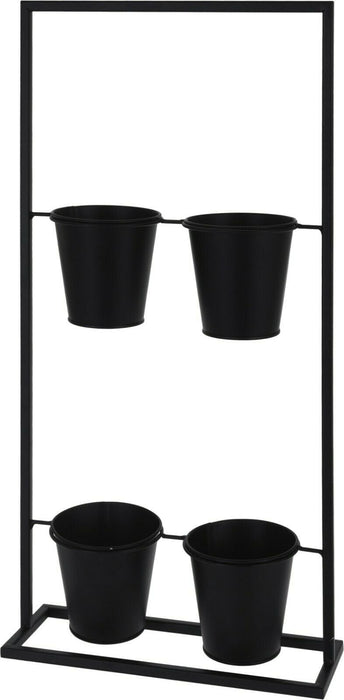 Indoor Or Outdoor Black Metal Herb Plant Planter Set of 4 Plant Pots