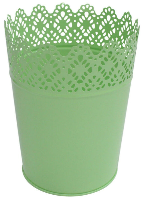 19.5cm Tall Metal Plant Pots Flower Pots Planter Indoors Outdoors Green Latticed