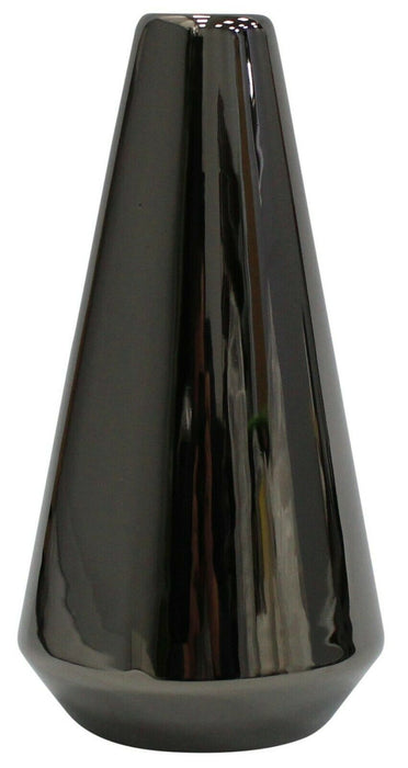 Cone Shaped Flower Vase Chrome Effect Design 20cm Tall Ceramic Bullet Vase