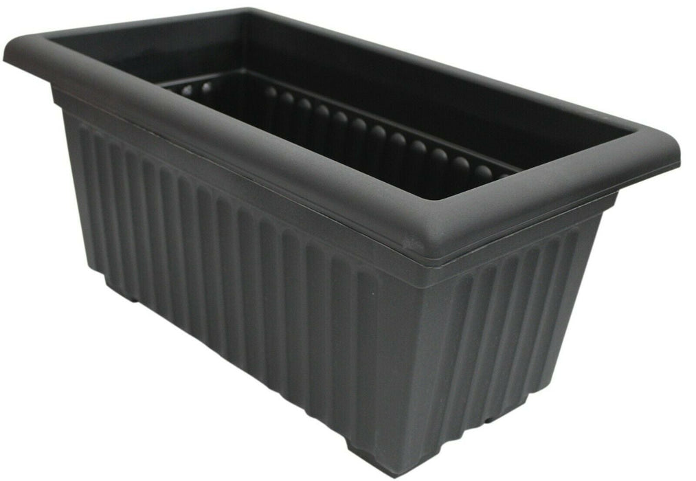 Thumbsup 53cm Long Plastic Rectangle Trough Planter, Black Raised Flower Pot