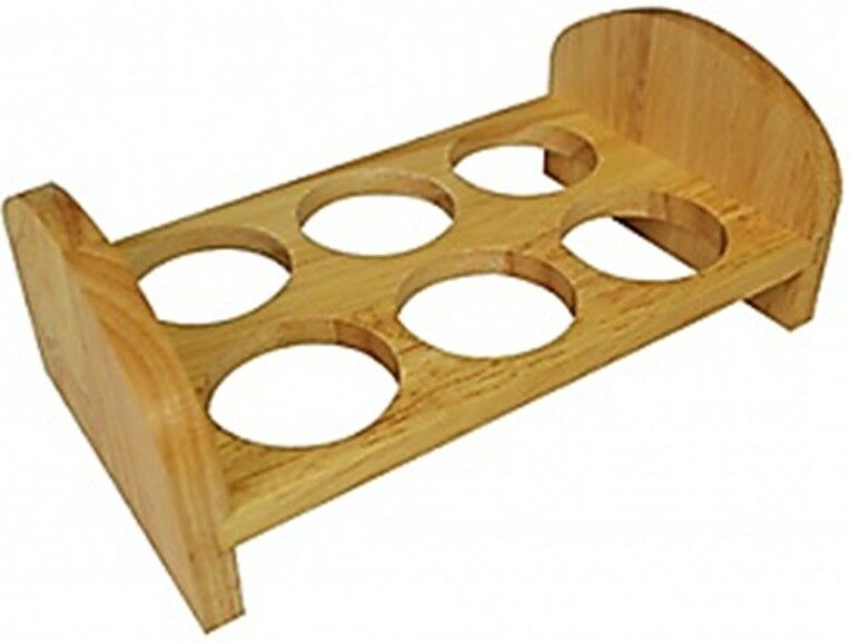 Wooden 6 Egg Tray Countertop Tabletop Egg Holder Serving Rack Display
