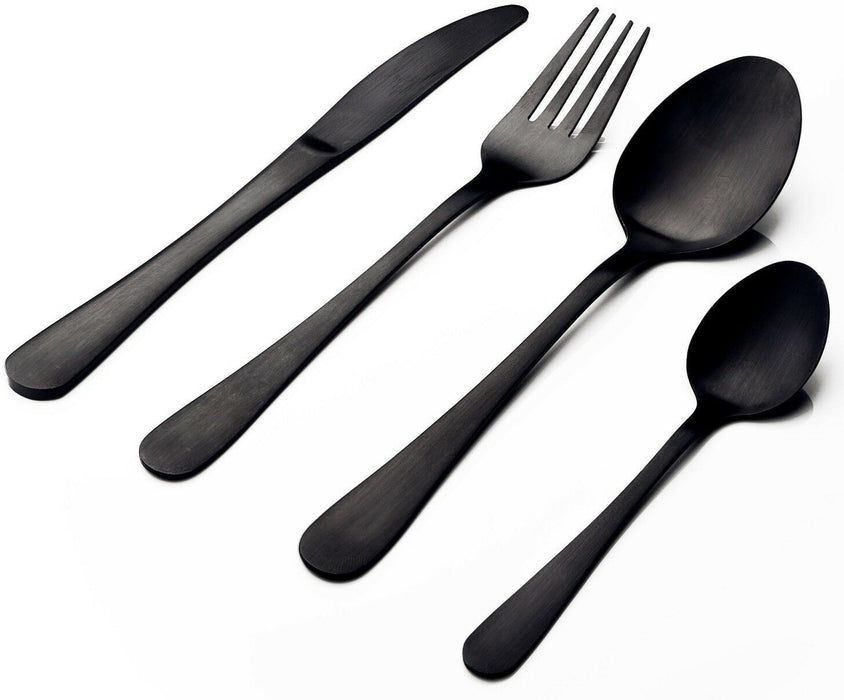 Sabichi Stainless Steel Glamour 16 Piece Matt Black Cutlery Set