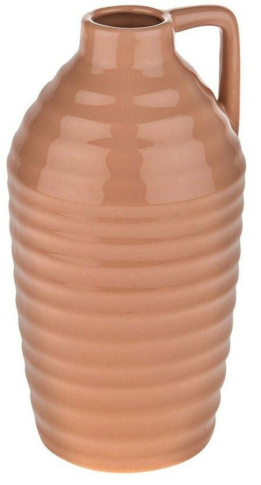 Caramel Bottle Vase. Retro Looking Flower Vase Rippled Ceramic Vase