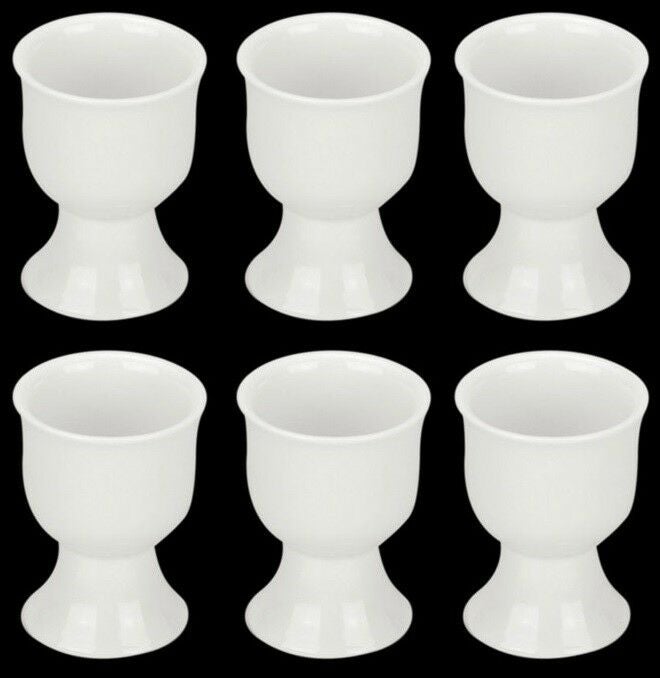 Set of 6 Fully vitrified porcelain White Egg Cups. Egg Holders Set of 6