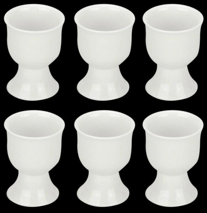 Set of 6 Fully vitrified porcelain White Egg Cups. Egg Holders Set of 6