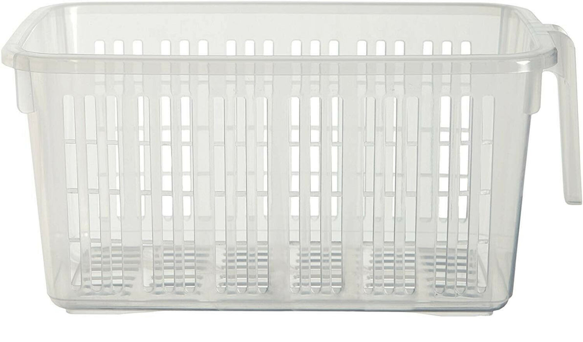 Set Of 12 Clear Storage Caddy Baskets With Handle Easy Cupboard Shelf Tidy