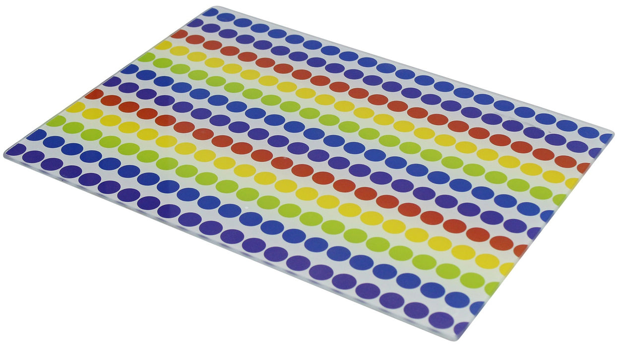 Glass Large Rectangle Polka Dot Worktop Saver Glass Chopping Board Surface Protector