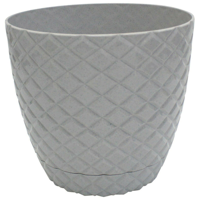 Grey Diamond Cut Modern Large Plant Pot Indoor / Outdoor 5.6 Litre Planter