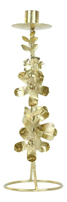 Tall Gold Floral Candlestick Flower Design Taper Candle Holder Dinner For Table