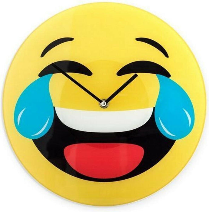 30cm Glass Smiley Face Clock Cool Emoticon Wall Clock Laughing Emoji