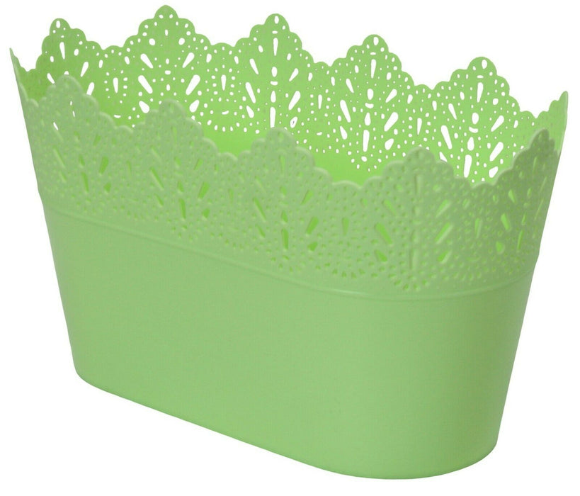 Medium 27cm Long Garden Oval Planter Plant Pot Indoor / Outdoor Green Plant Pot
