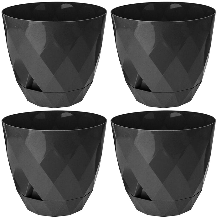 Set Of 4 Flower Pot 2.4L Planters Indoor Outdoor Modern Plant Pot Removable Tray