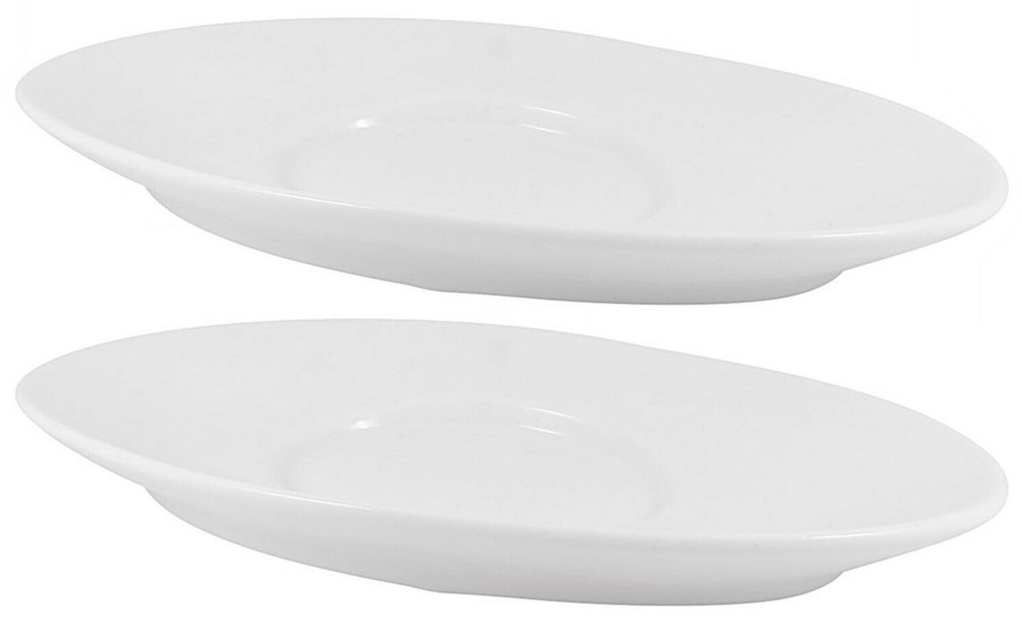 Set of 2 White Porcelain Serving Tray Oval Food Serving Plate Sweets Dish 21cm