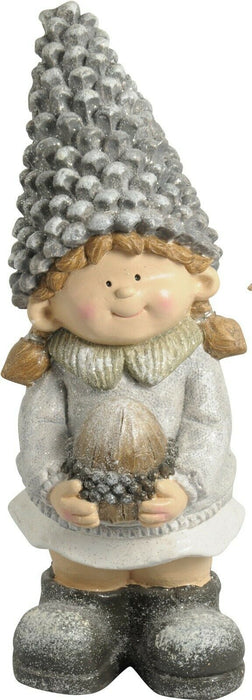 51cm Tall Resin Cute Child With Winter Clothes Holding Acorn Girl