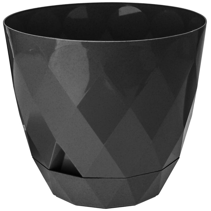 Large 9 Litre Indoor Outdoor Modern Planters Removeable Tray Plant Pot Black