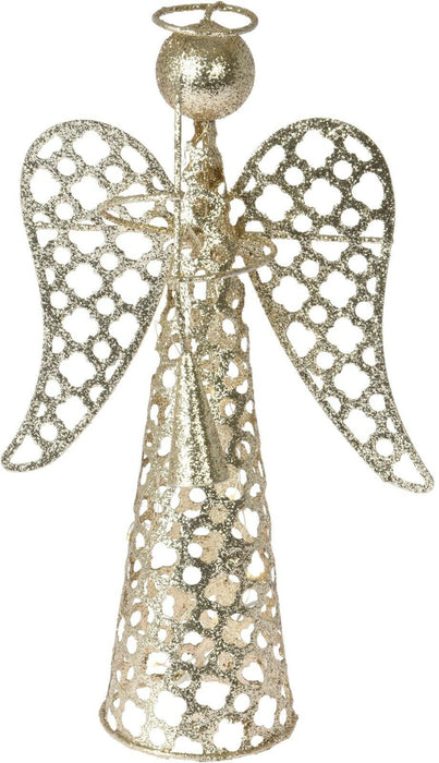 LED Light-Up Angel Christmas Tree Topper, Gold | 30cm (11.8") Angel Ornament