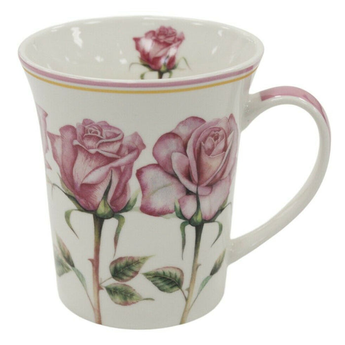 Set of 4 Leonardo Fine China Mugs Gift Boxed Floral Rose Design Mug Set 300ml