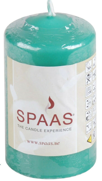 10cm Tall Aqua Green Pillar Scented Candle Long Burning (23 Hours) Candle