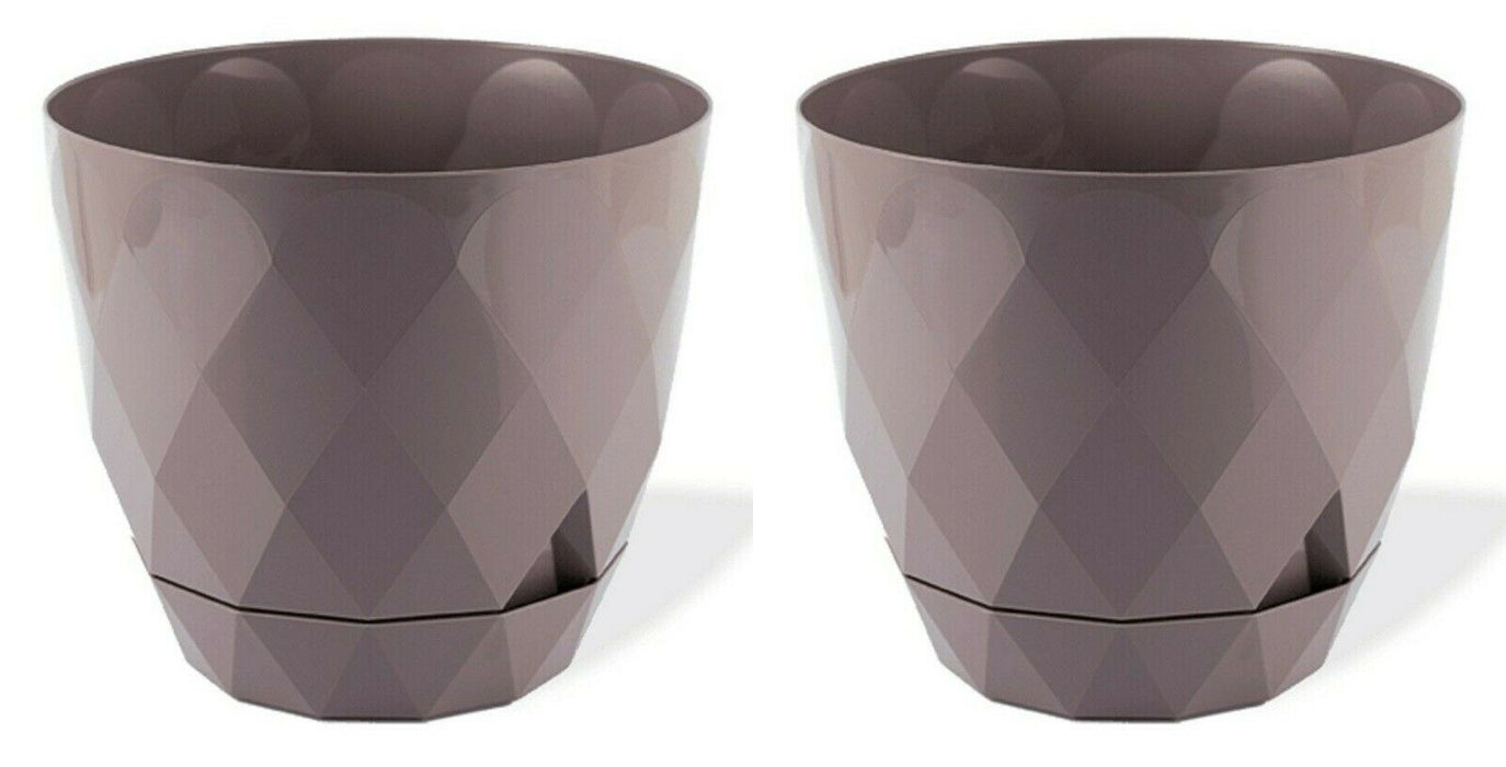 Set Of 2 Purple Diamond Shape Modern Plant Pot Indoor / Outdoor 2.4L Planter