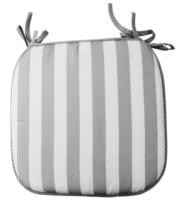 Garden Chair Cushions Seat Pads Tie On 40cm x 40cm Grey White Striped Cushions