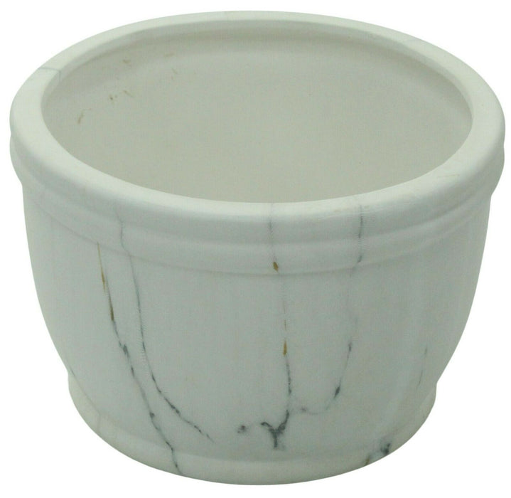 18cm Wide Round Dolomite Flower Pot Marble Effect Design Planter Plant Pot