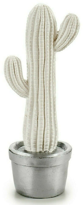 41cm White Resin Cactus Ornament In Silver Pot 3D Design Home Mantel Decoration