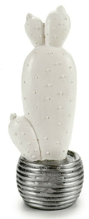 41cm White Resin Cactus Ornament In Silver Pot 3D Design Home Mantel Decoration