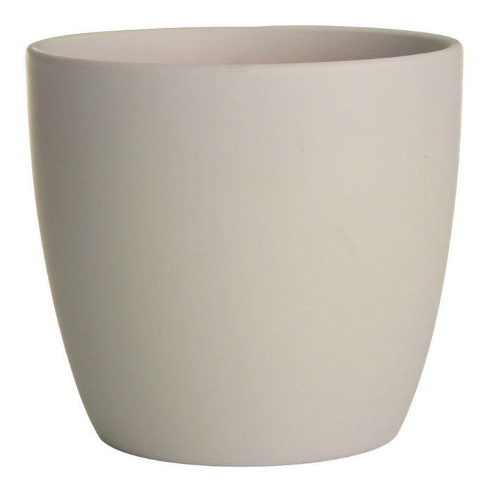 Set Of 2 White Matt Ceramic Flower Pots Round Small Plant Pot Planter 12cm