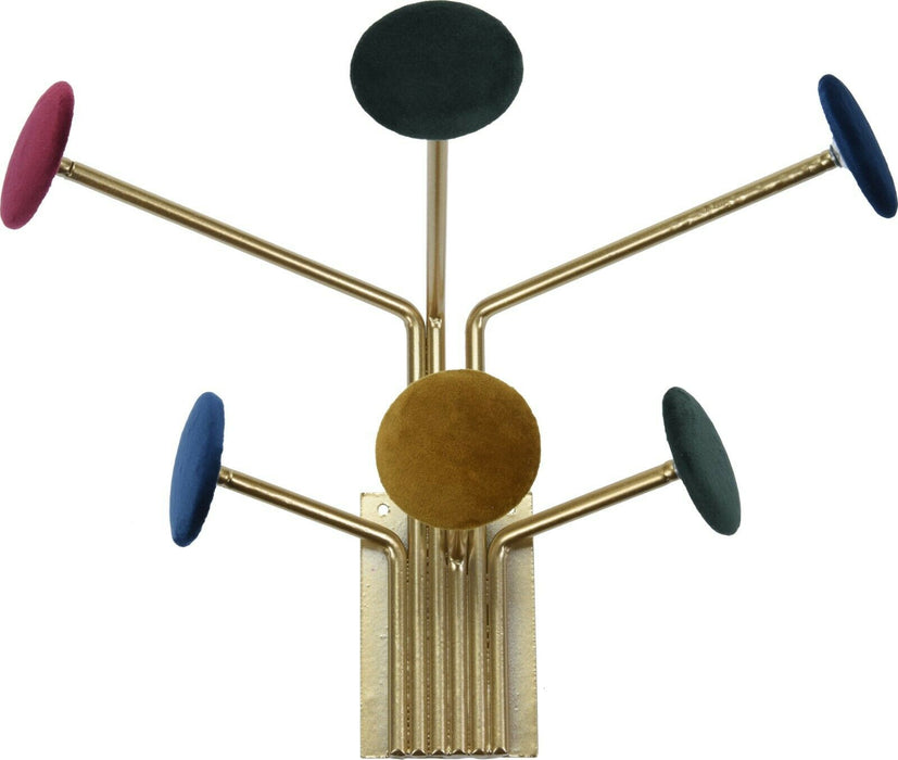 Modern 6 Peg Coat Hook | Gold Frame Velvet Pegs | Coat Hat Hooks