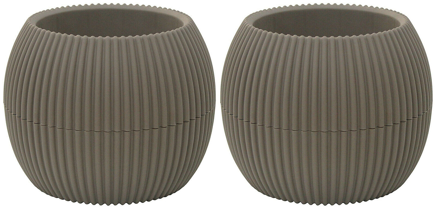 Set Of 2 Small Rippled Plant Pots Flower Pot 14cm Indoor' Outdoor Display Planter