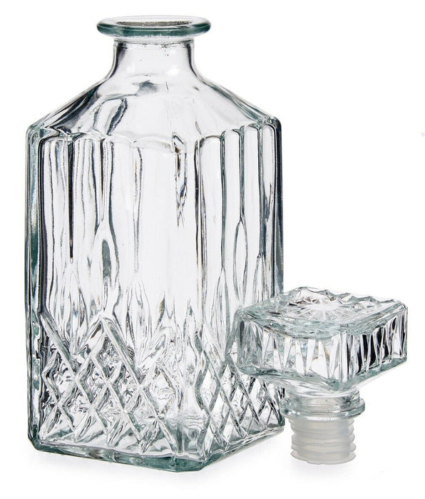 Cut Glass Square Glass Decanter Whisky Decanter Wine Decanter Set & 4 Tumblers