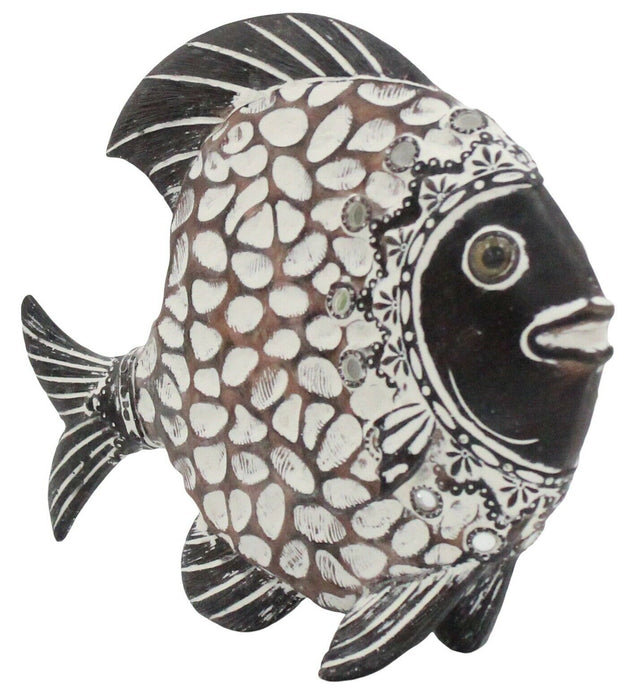 22cm Beautiful Centrepiece Brown White Fish Intricate Detail Sculpture Figurine