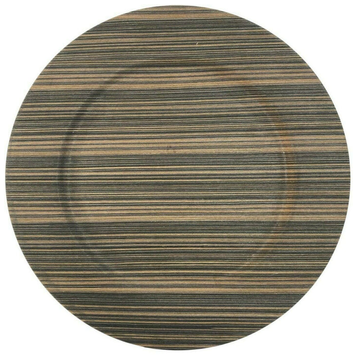 4-Pack 33cm Wood-Effect Plastic Reusable Charger Plates, Christmas Tableware