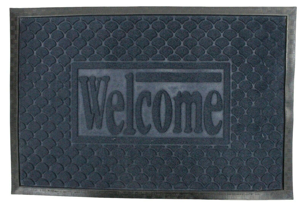 WELCOME Non Slip Indoor Door Mats Large Floor Mats 60cm x 40cm Red Blue Black