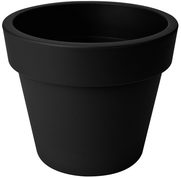 Medium 30cm Round Planter Plastic Plant Pot Black 10 Litre Double Walled