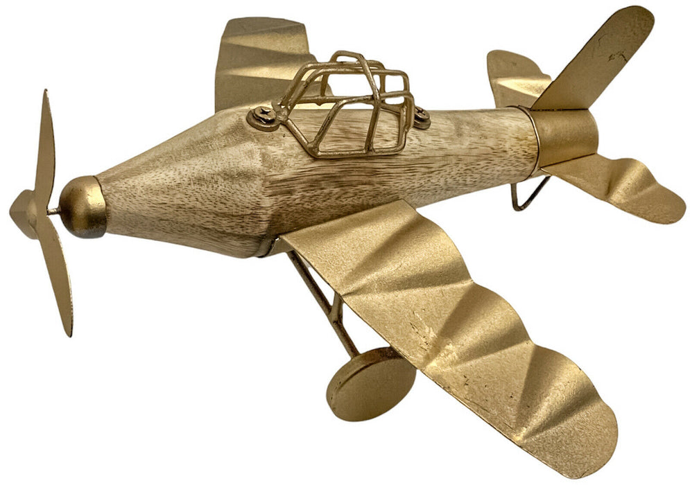 Vintage Aeroplane Ornament Decorative Model Plane Wood & Metal Retro Design