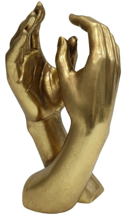 26cm Tall Harmony Of Hands Gold Resin Sculpture Ornament Mantelpiece Display