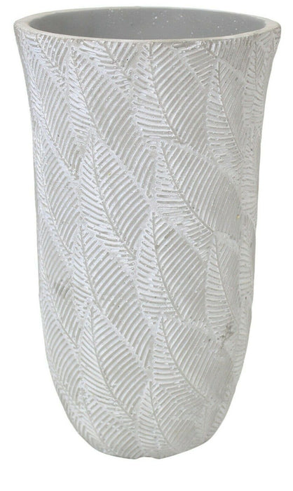 25cm Tall Cement Heavy Weight Flower Vase Flared Floral Vase Grey