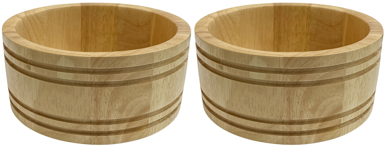 Set Of 2 Mini Wooden Barrels Rustic Design Bread Bowl Serving Dish Acacia Wood