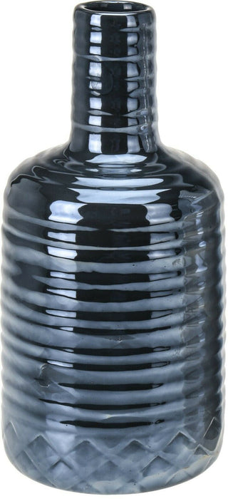 22cm Tall Bottle Gloss Vase Rippled Ceramic Bottle Flower Vase Rippled Vase