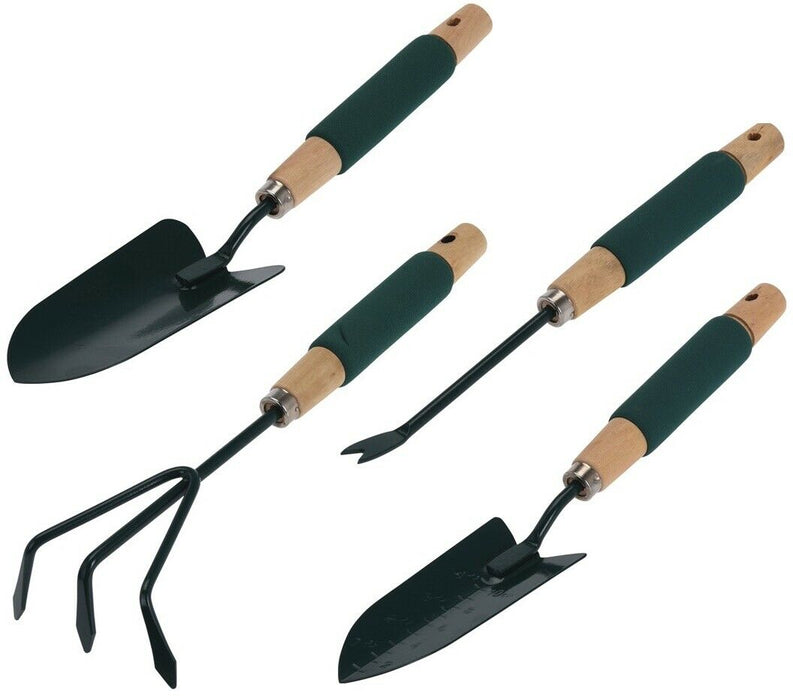 4 Piece Garden tool Set, Rake Shovel Weeder Digger With Foam Covered Handle