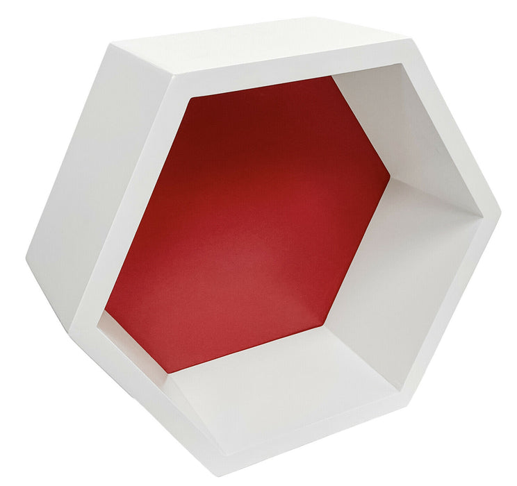 Hexagon Wall Shelf Two-Tone Wooden Floating Shelf Wall Display Shelving Storage'