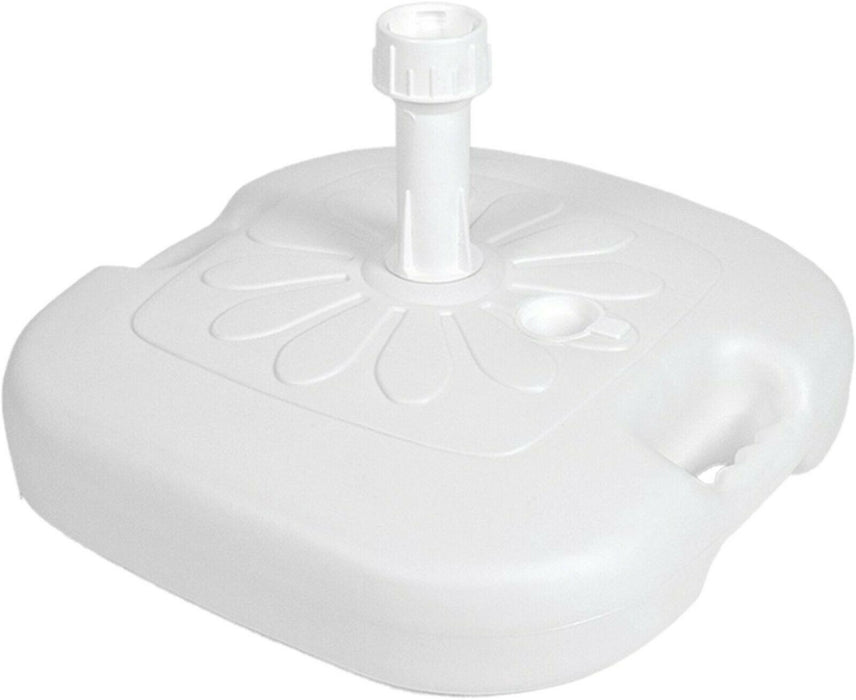 44cm Square White Plastic Garden Parasol Base - 16kg Sand/Water Fillable