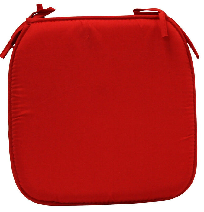 39cm Red Square Polyester Tie-On Garden Chair Cushion - Reversible
