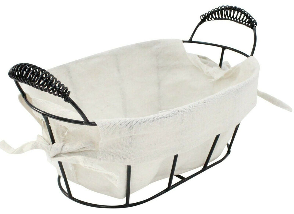 Black Metal Oval Lined Metal Storage Baskets Home Décor Handles