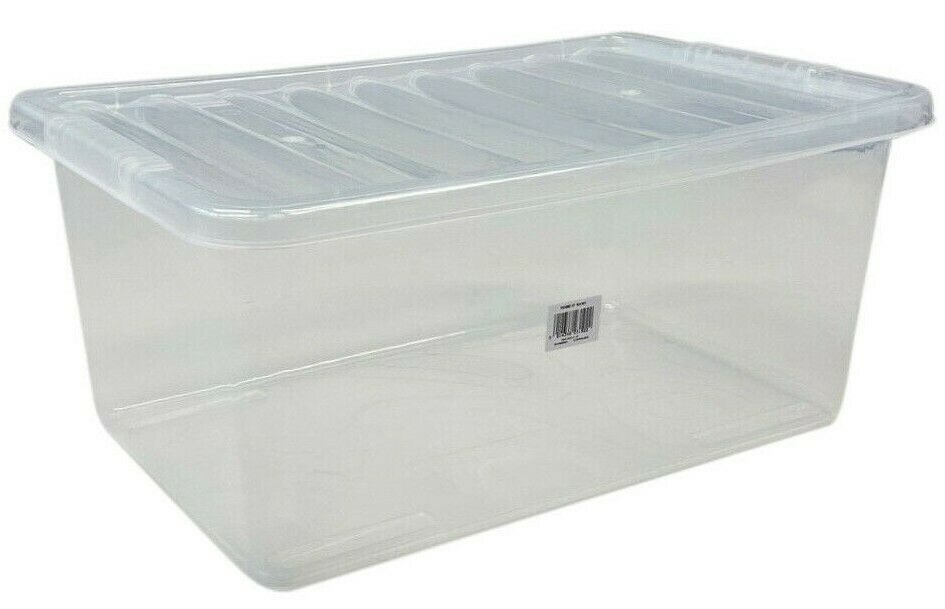 Underbed Plastic Storage Box 45L Clear Box With Lid Strong Quality Container