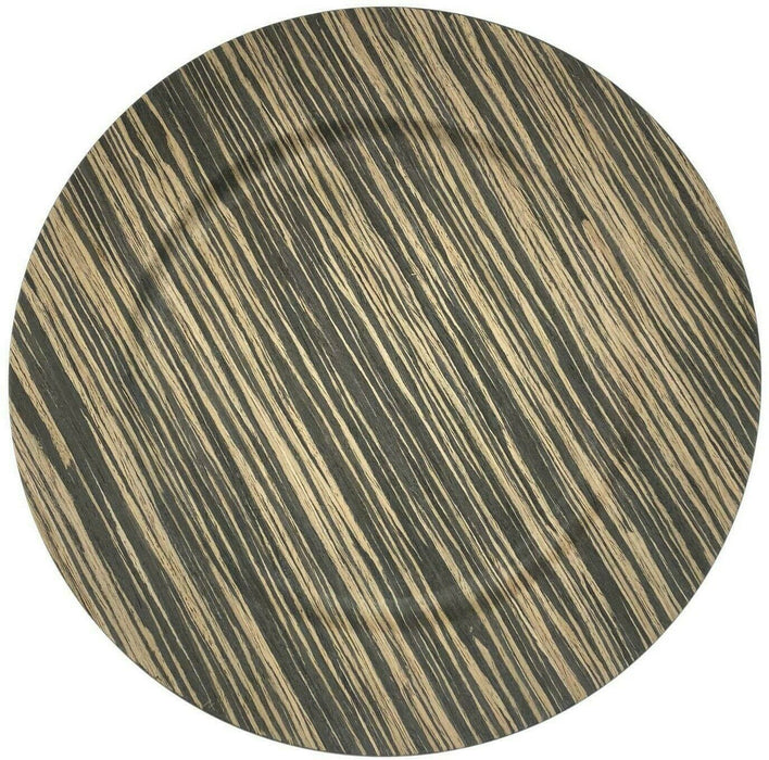 4-Pack 33cm Wood-Effect Black & Beige Plastic Charger Plates, Large Placemat Set